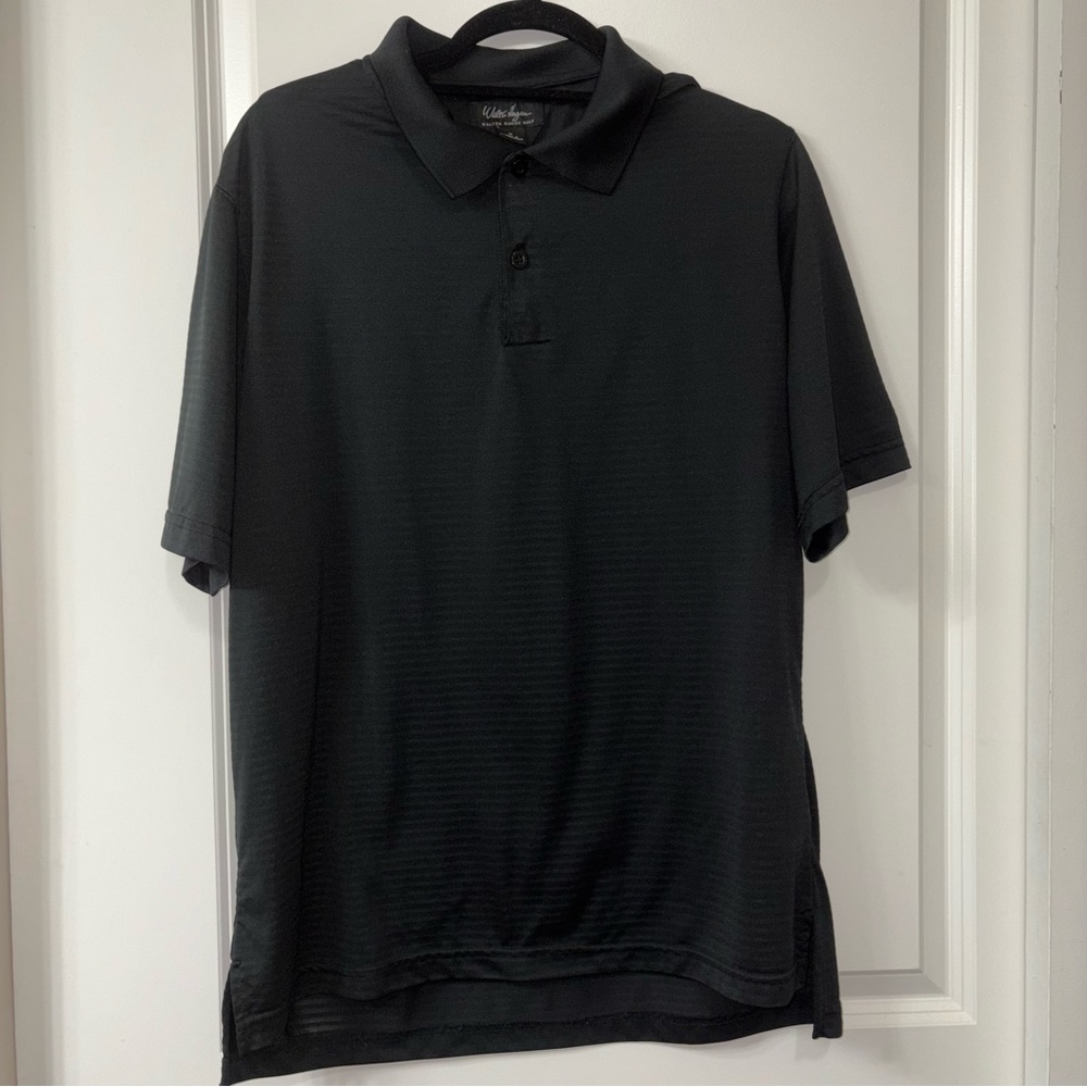 Walter Hagen Men's Short Sleeve Polo Golf Shirt Black Size Medium Collar Poly